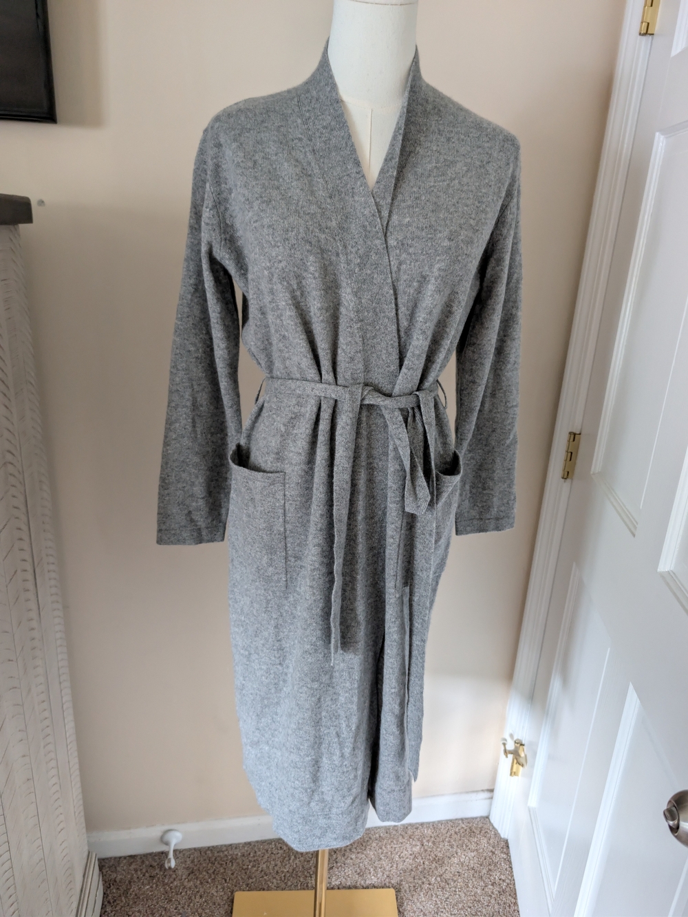 NWT Quince 100% Mongolian Cashmere Robe Heather Grey Small